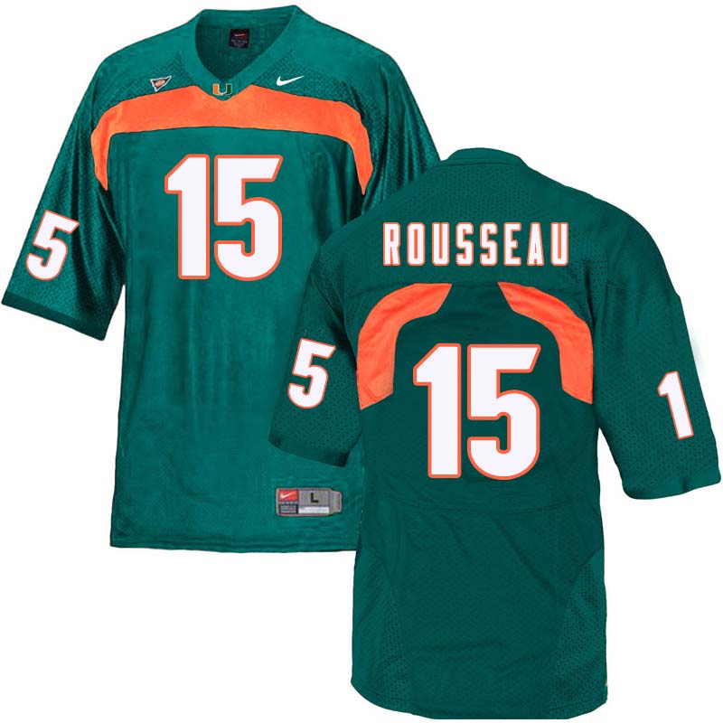 Nike Miami Hurricanes #15 Gregory Rousseau College Football Jerseys Sale-Green
